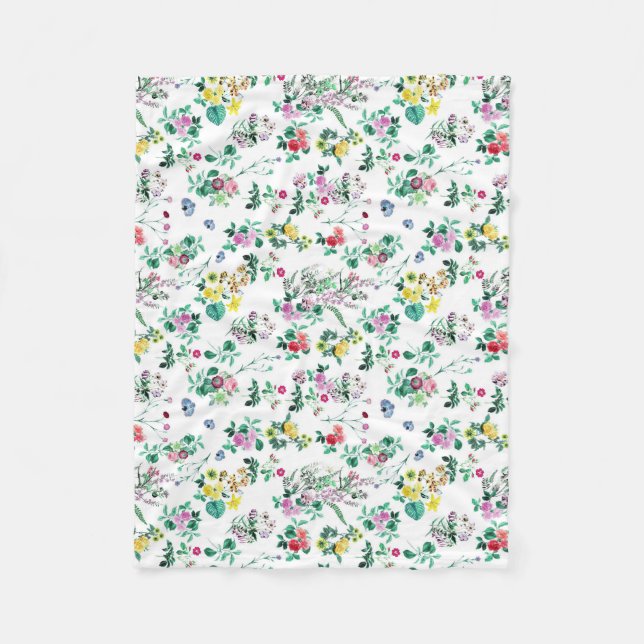 Light Pretty Summer Floral Pattern  Fleece Blanket (Front)