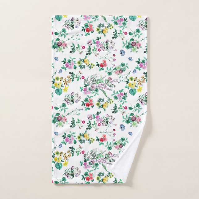 Light Pretty Summer Floral Pattern Hand Towel (Hand Towel)