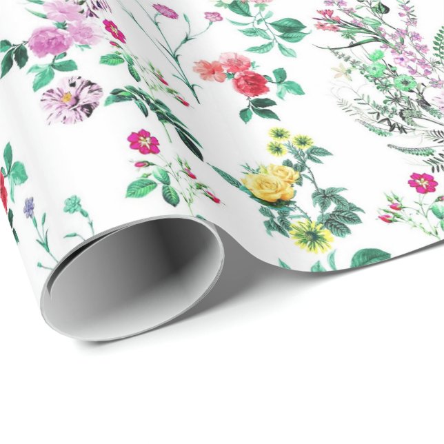 Light Pretty Summer Floral Pattern Wrapping Paper (Roll Corner)
