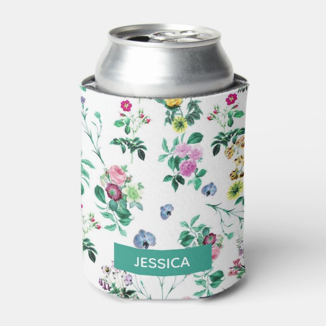 Light Pretty Summer Floral Personalised Can Cooler (Can Front)