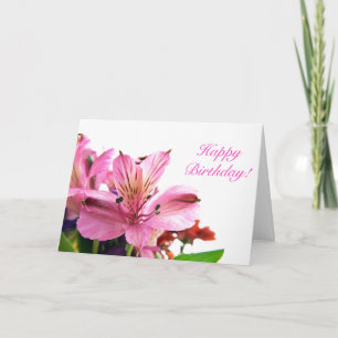 Light Purple Alstroemeria Birthday Greeting Card