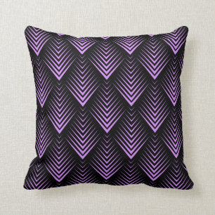 Light purple and black art-deco pattern throw pillow