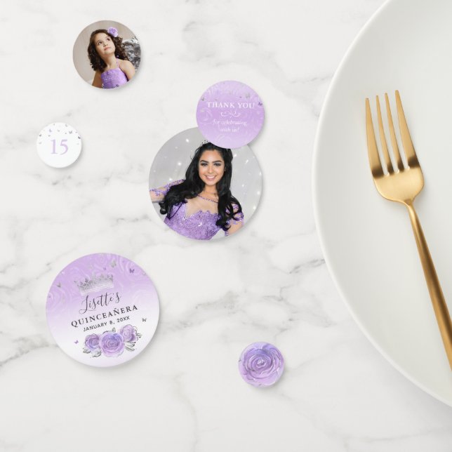 Light Purple and Silver Elegant Photo Confetti (Group)