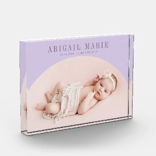 Light Purple Arch Baby Photo Keepsake  Block
