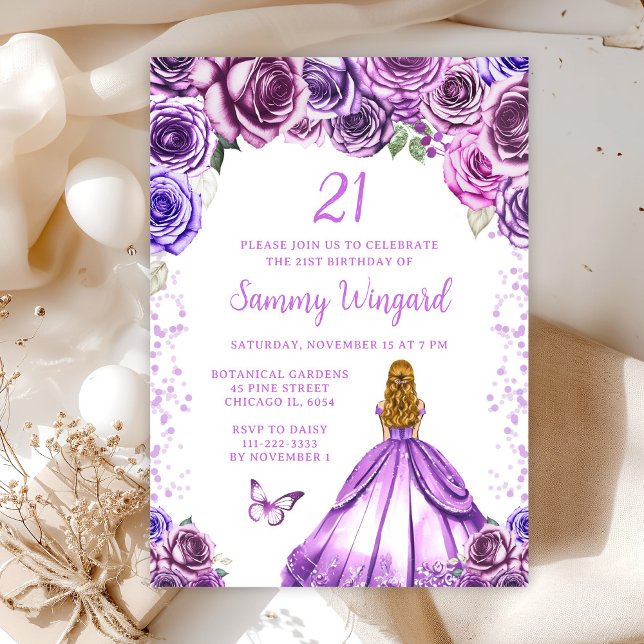 Light Purple Blonde Hair Princess Birthday Party Invitation (Creator Uploaded)