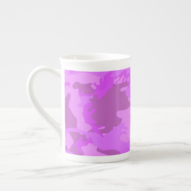 Light Purple Camouflage Bone China Mug (Left)