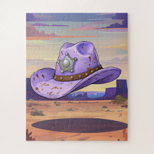 Light Purple Cowgirl Hat Floating In Desert Jigsaw Puzzle