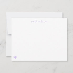 Light Purple Doodle Heart Personalized Stationery Card