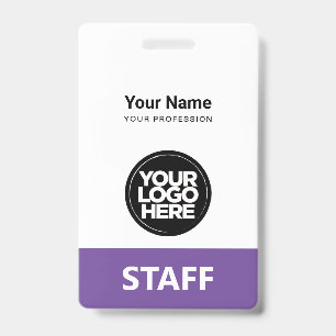 Light Purple Employee Name Business Logo Staff Tag Badge