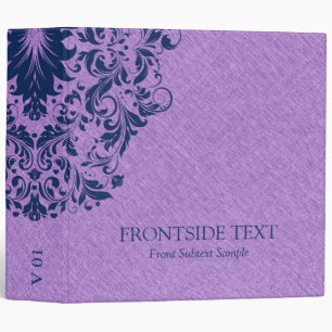 Light Purple Faux Linen Blue Floral Lace Binder
