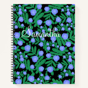 Light Purple Floral Flowers And Green Leaf Plants Notebook