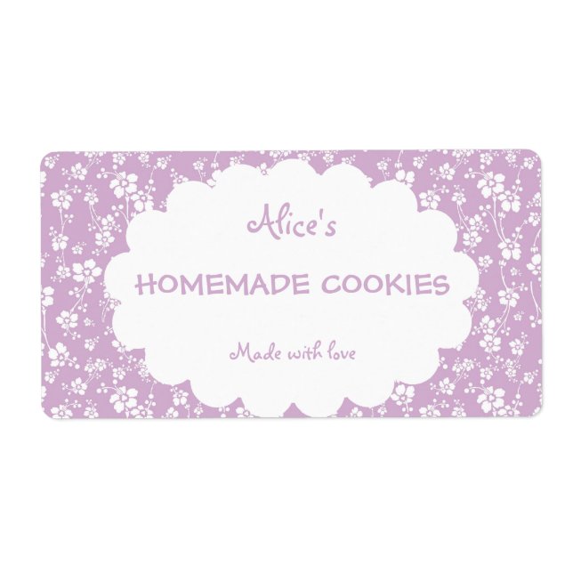 Light Purple Floral Personalized Homemade Cookies (Front)