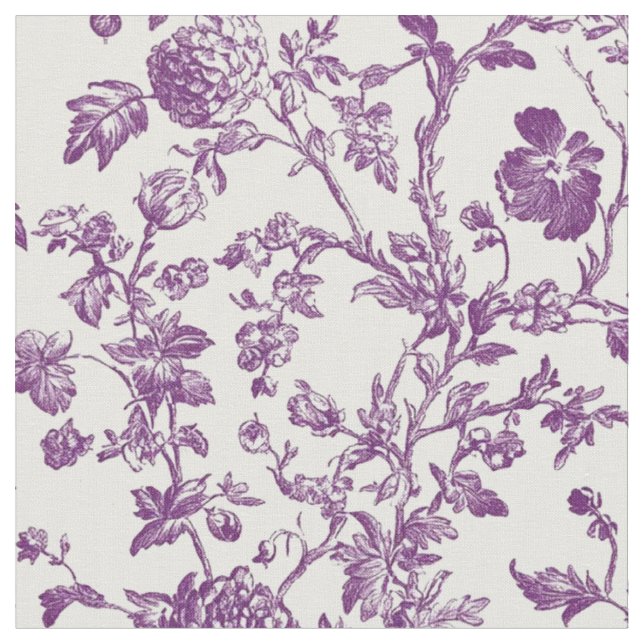 Light Purple Floral Toile Fabric (Close Up)