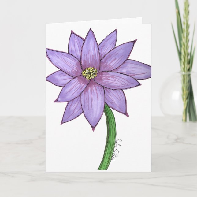 Light Purple Flower Blank Card (Front)