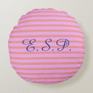 Light Purple Geometric Stripes   Round Pillow