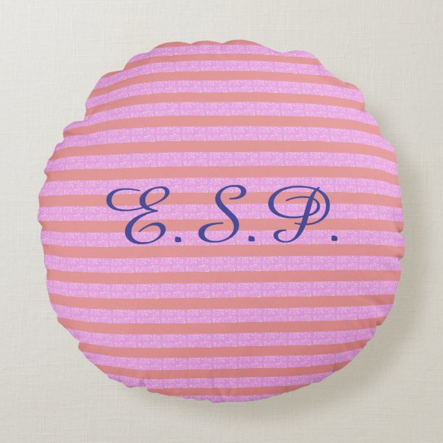 Light Purple Geometric Stripes   Round Pillow (Front)