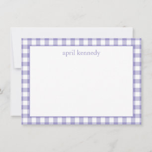 Light Purple Gingham Check Personalized Flat  Card