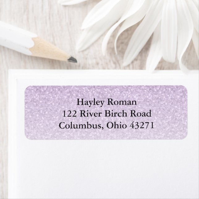 Light Purple Glam Glitter Custom Return Address (Insitu)