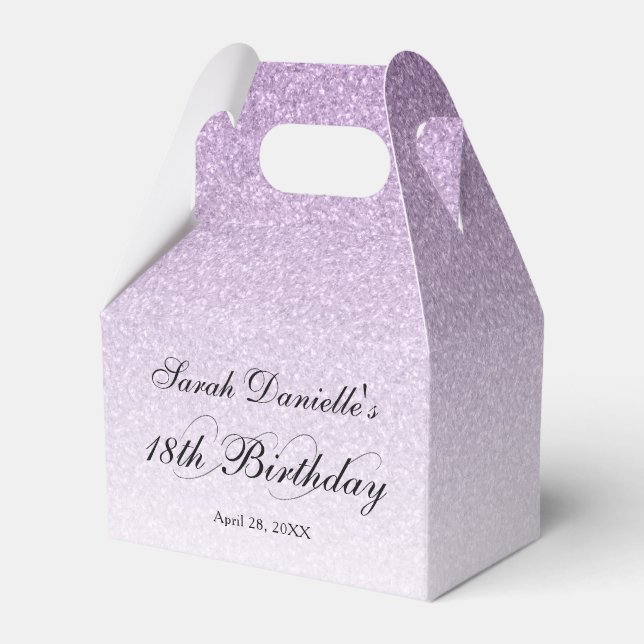 Light Purple Glam Glitter Personalized Favor Box (Front Side)