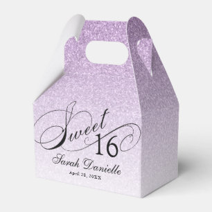 Light Purple Glam Glitter Sweet 16 Custom Party Favor Box