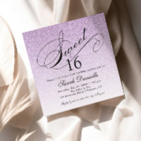 Light Purple Glam Glitter Sweet 16 Square