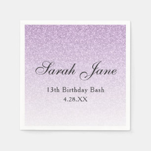 Light Purple Glitter Glam Personalized Napkin