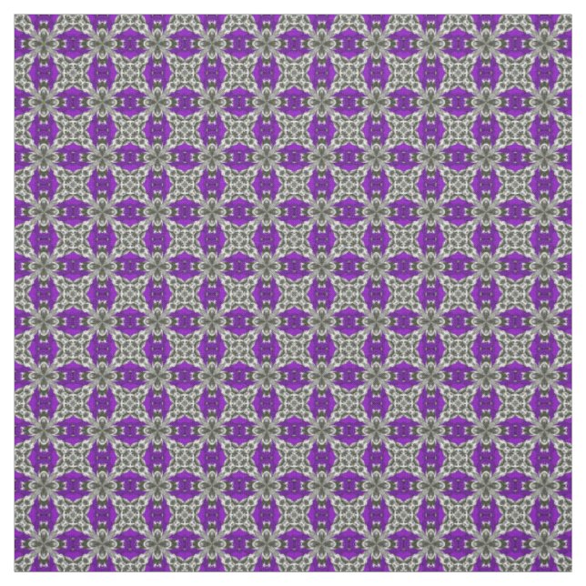 Light Purple Grey and White Repeat Tile Pattern Fabric (Swatch)