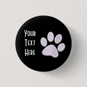 Light Purple Halftone Paw Print 1 Inch Round Button
