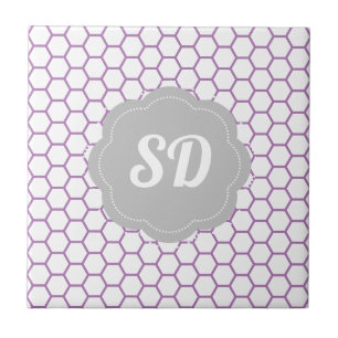 Light Purple Honeycomb Custom Monogram Tile