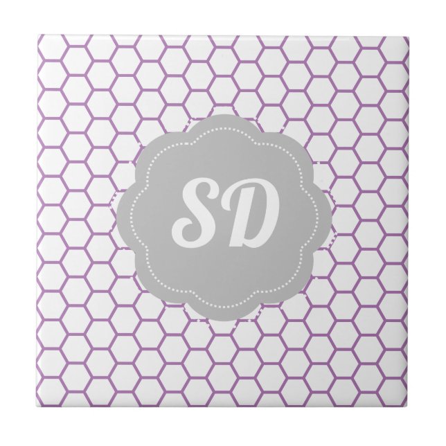 Light Purple Honeycomb Custom Monogram Tile (Front)
