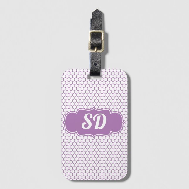 Light Purple Honeycomb Hexagon Pattern Luggage Tag (Front Vertical)