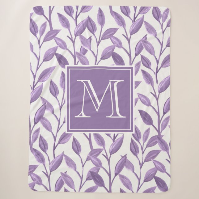 Light Purple Leaves Sherpa Blanket (Front)