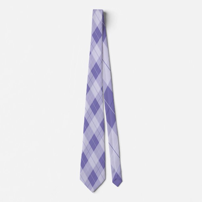 Light Purple Lilac Argyle Plaid Diamond Pattern Tie (Front)