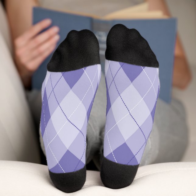 Light Purple Lilac Preppy Argyle Pattern Socks (Bottom)