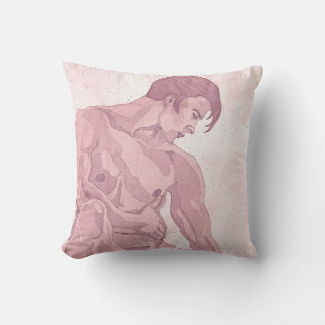 Light Purple Man Crouching Pillow (Front)