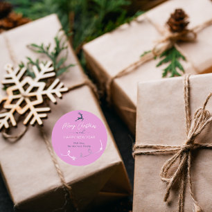 Light Purple Merry Christmas Holiday Classic Round Sticker