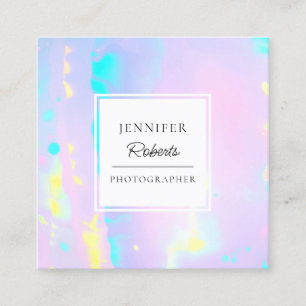 Light Purple Opal Holographic Square Business Card