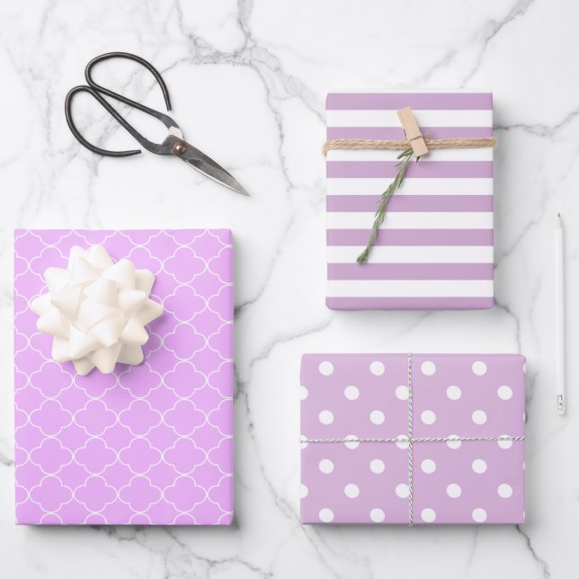 Light Purple Patterned Wrapping Paper Sheet (Front)