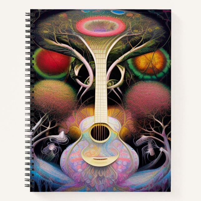 Light Purple Pink Acoustic Guitar Tree of Life     Notebook (Front)