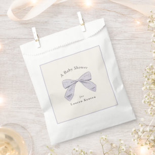 Light Purple Plaid Bow Elegant Neutral Baby Shower Favour Bag