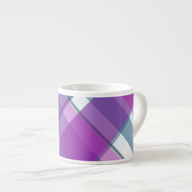 Light Purple Plaid Espresso Cup (Front Right)