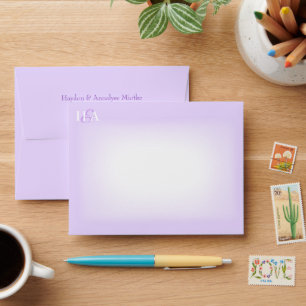 Light Purple, Pre-addressed Monogram Wedding Envelope