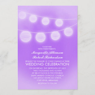 light purple romantic lanterns wedding invitation
