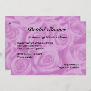Light Purple Rose Background Bridal Shower Invite
