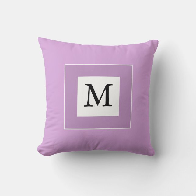 Light Purple Simple Custom Initial Cute Throw Pillow (Front)