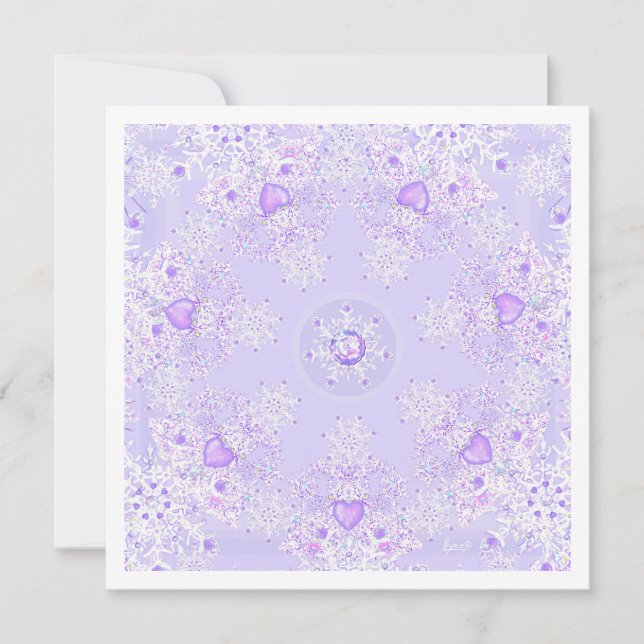 light purple snowflake & frosted heart card (Front)
