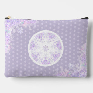 light purple snowflake & glittering heart accessory pouch