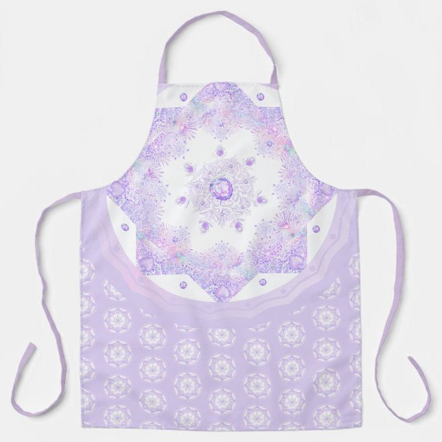light purple snowflake & glittering heart apron (Front)