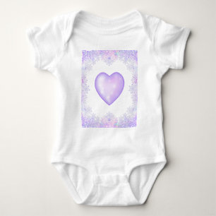 light purple snowflake & glittering heart baby bodysuit
