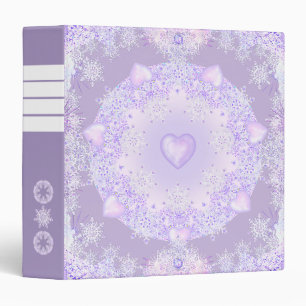 light purple snowflake & glittering heart binder